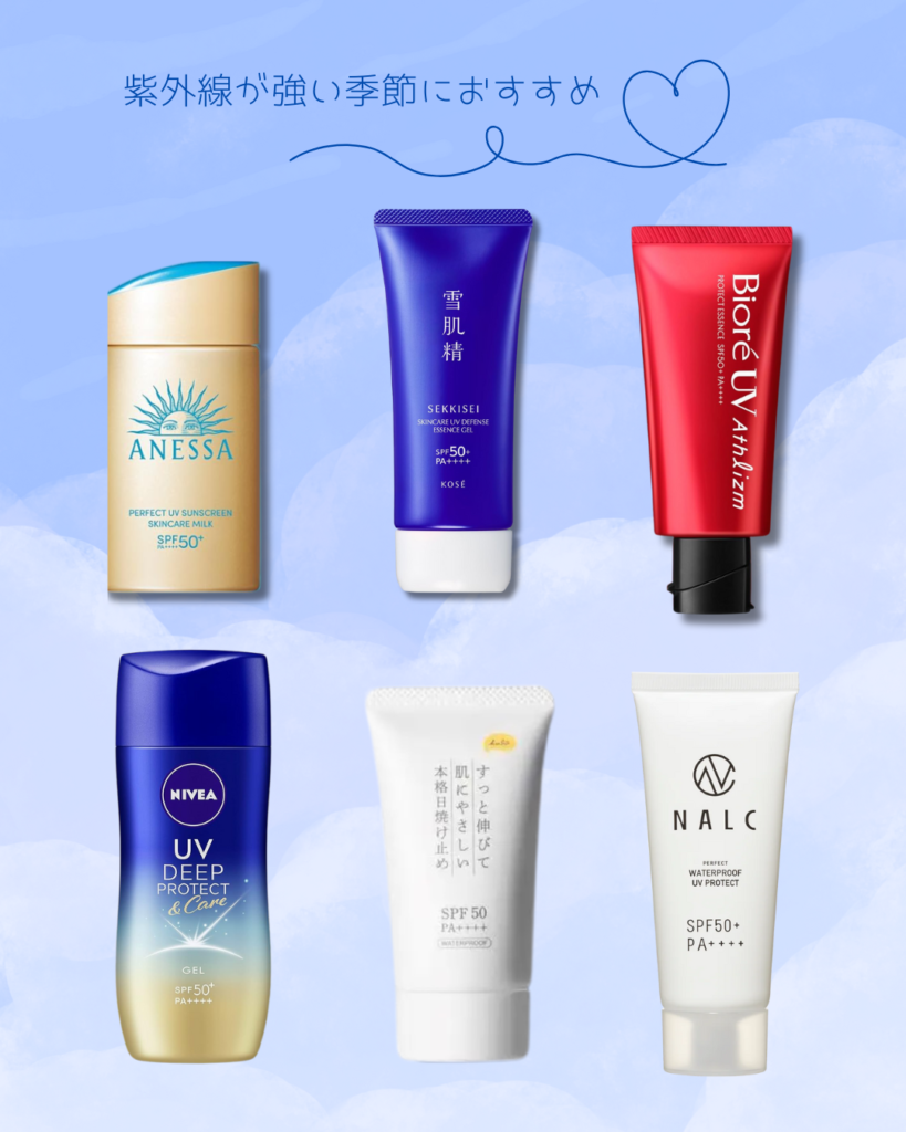 紫外線が強い季節はSPF50・PA+++前後の日焼け止めがおすすめ